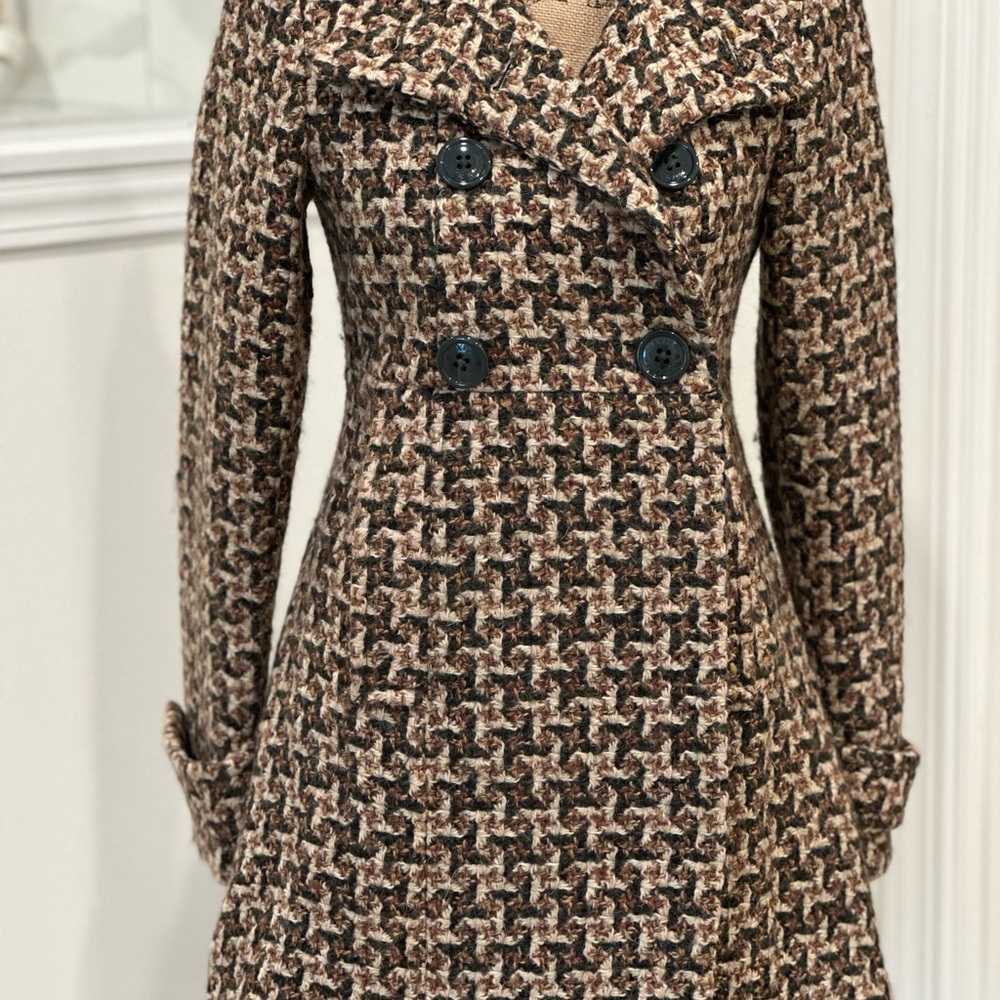 Miss Sixty Textured Knit Coat in Black and Cream